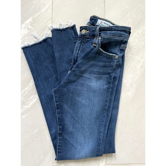 Adriano Goldschmied Denim Farrah High-Rise Skinny Ankle Raw Hem Blue Jeans 26R - Picture 5 of 13